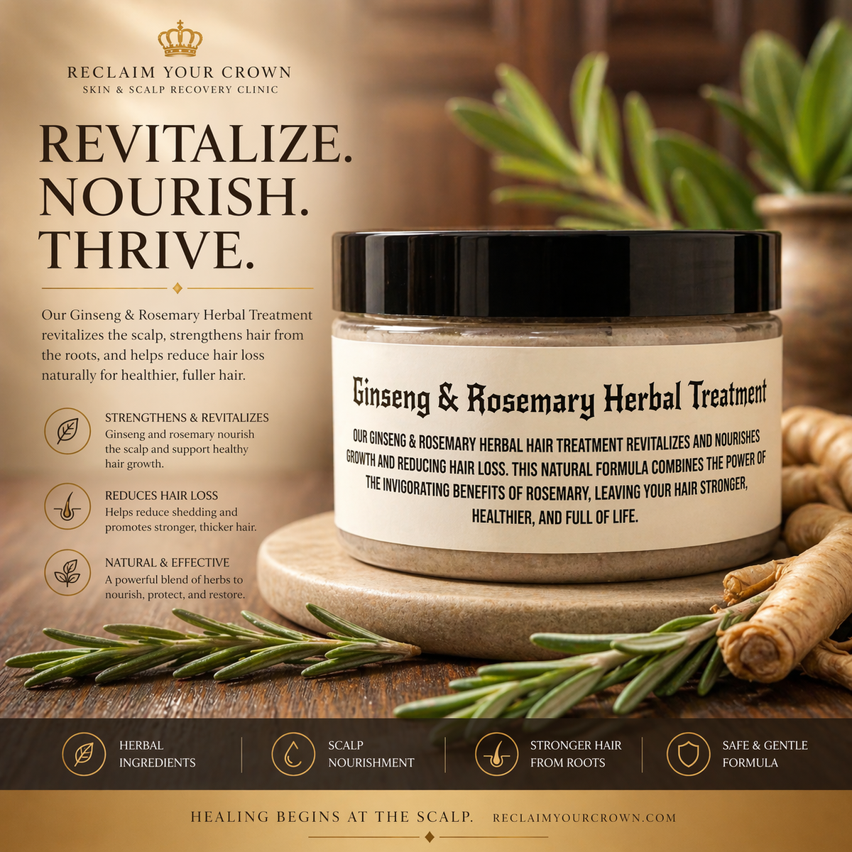 Ginseng & Rosemary Herbal Treatment- 8 oz
