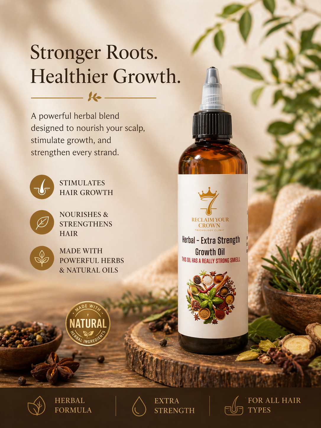 Herbal - Extra Strength Growth Oil- 4oz