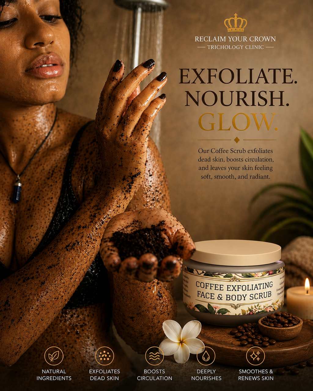 Coffee Exfoliating Face & Body Scrub- 8oz